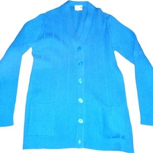Vintage Royal Blue Cardigan Sportswear Button Down W/Tie Belt Chearleader Preppy